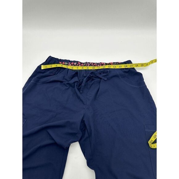 Betsey Johnson Scrub Pants Tall Sz XL Pockets & String Tie Navy Blue - Picture 5 of 8